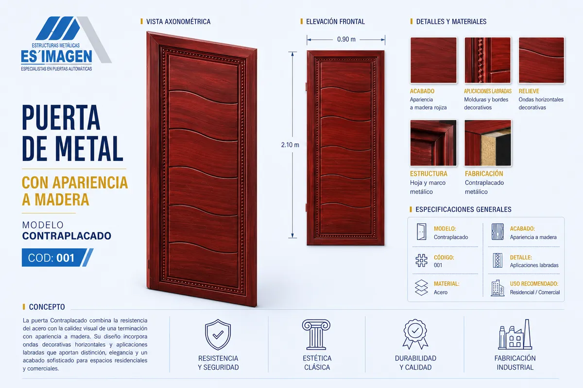 Ficha de diseño de la puerta de metal COD001