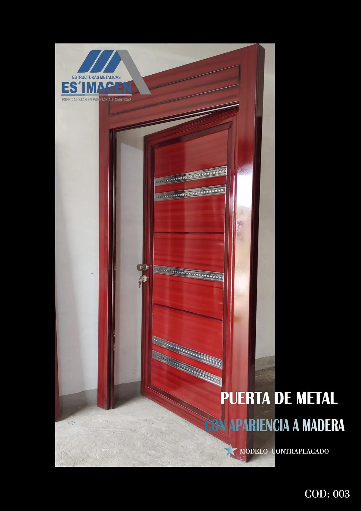 Foto real de la puerta de metal COD003
