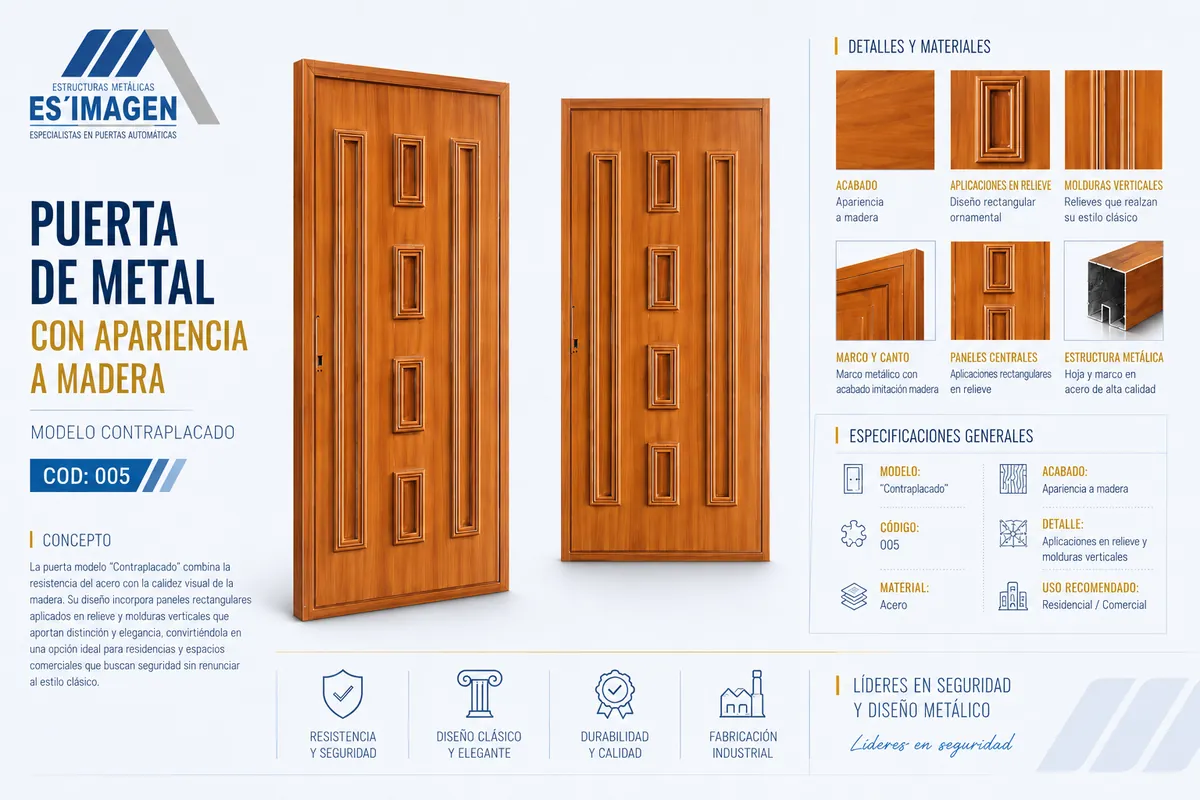 Ficha de diseño de la puerta de metal COD005