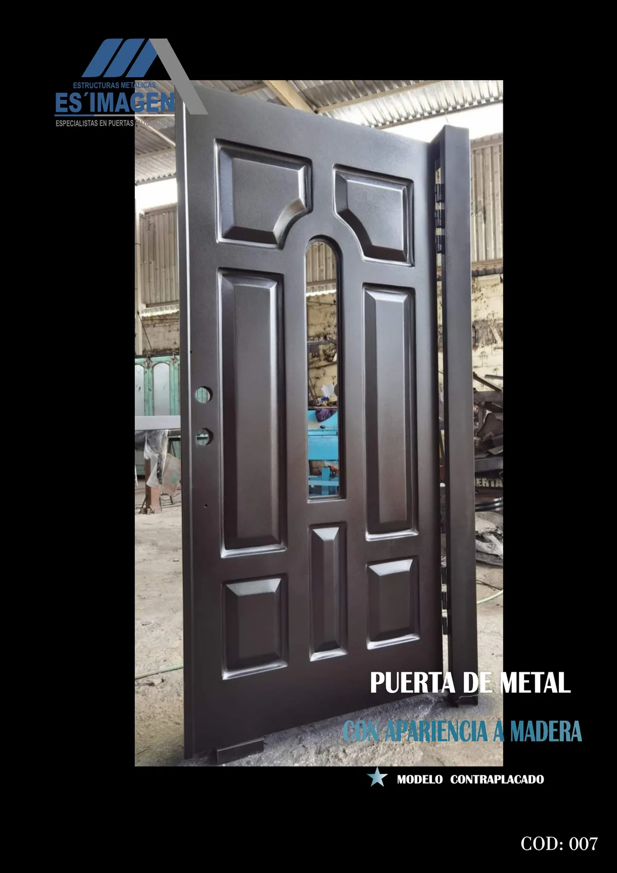Foto real de la puerta de metal COD007