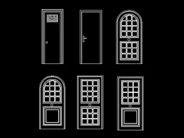 Bocetos 2D de distintos modelos de puertas